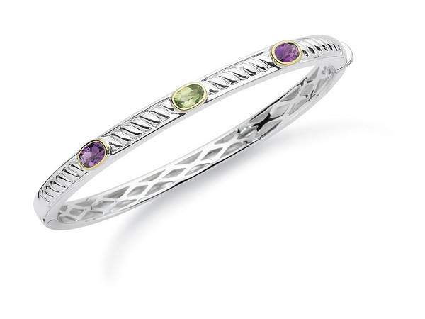 Amethyst & Peridot Stackable Bangle Bracelet