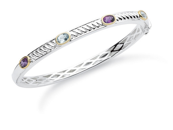 Amethyst & Aqua Stackable Bangle Bracelet