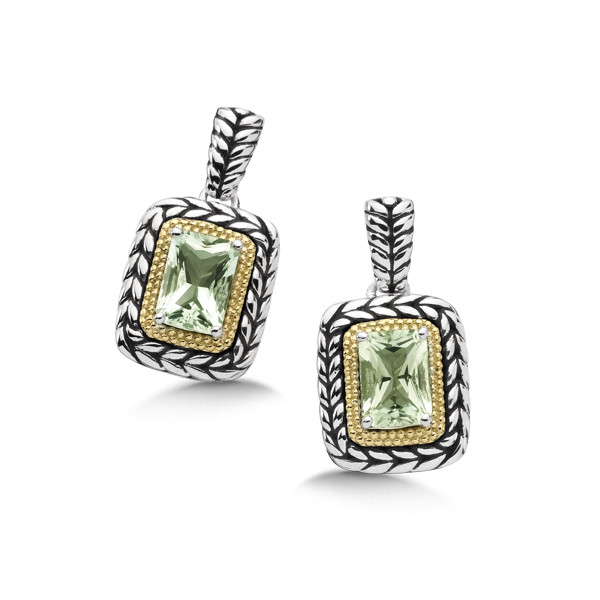 Antiqued Green Amethyst Earrings