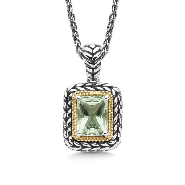 Antiqued Green Amethyst Pendant