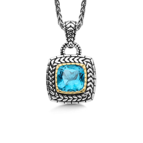 Antiqued Blue Topaz Pendant