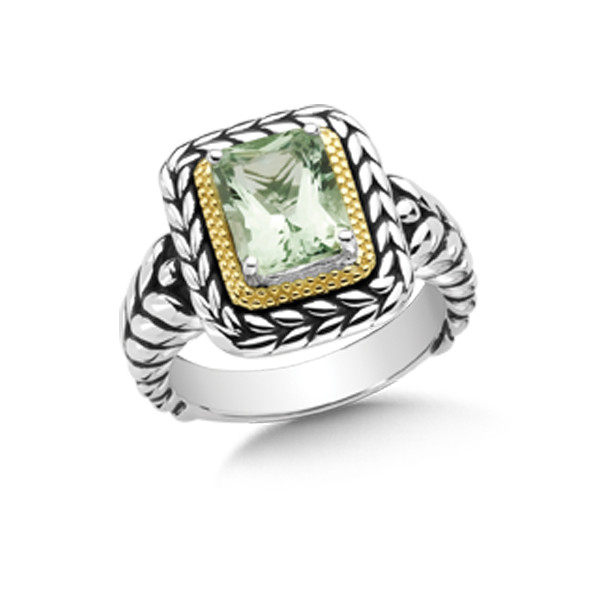 Antiqued Green Amethyst Ring