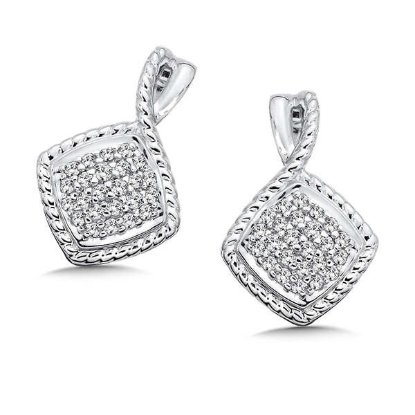 By Designer Colore Sg Diamond Earrings In Sterling Silver Diamond Earrings In Sterling Silver