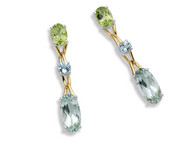 Green Amethyst, Aqua & Peridot Earrings