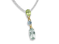 Green Amethyst, Aqua & Peridot Pendant