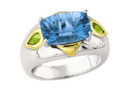 Blue Topaz & Peridot Ring