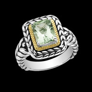 Antiqued Green Amethyst Ring