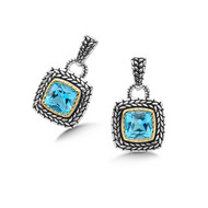 Antiqued Blue Topaz Earrings