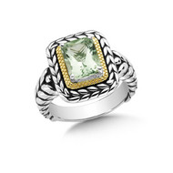 Antiqued Green Amethyst Ring
