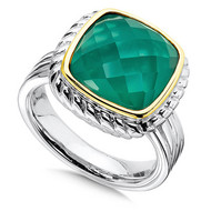 Green Agate Ring in 18k Gold & Sterling Silver