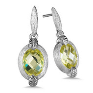 Green Gold Lemon Quartz Earrings in Sterling Silver