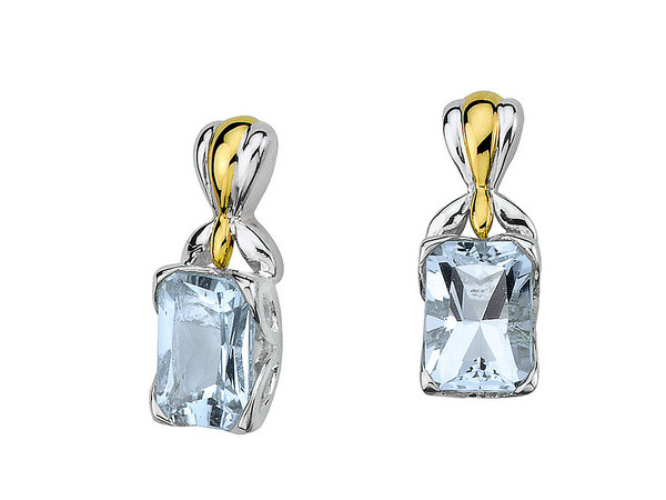 Aquamarine Earrings in 18k Gold & Sterling Silver