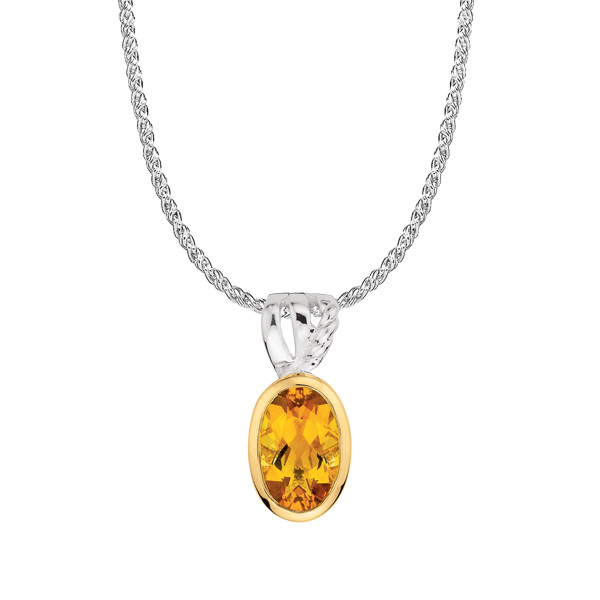 Citrine Pendant in 18k Gold & Sterling Silver