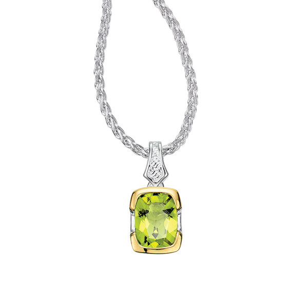 Peridot Pendant in 18k Gold & Sterling Silver