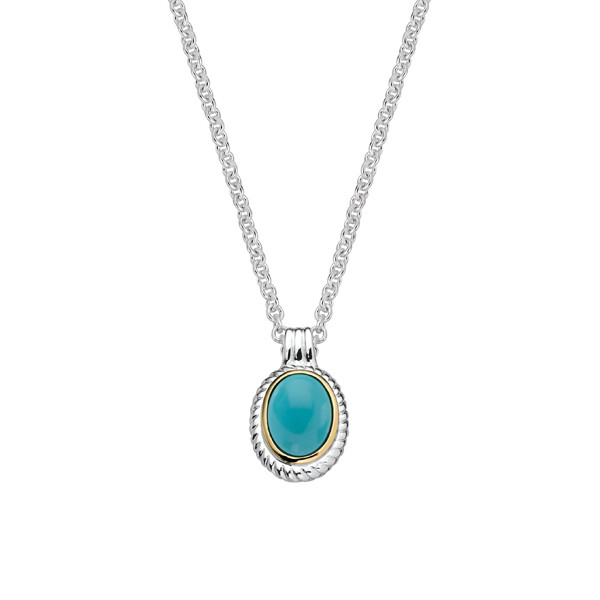 Turquoise Pendant in 18k Gold & Sterling Silver