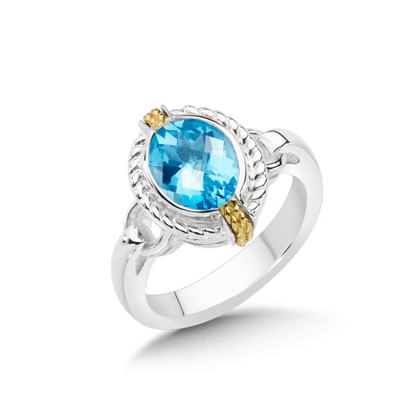 Blue Topaz Ring in 18k Gold & Sterling Silver