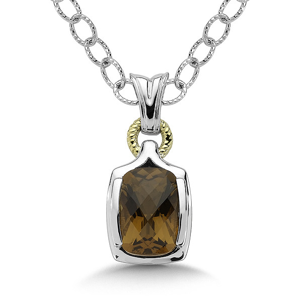 Honey Citrine Pendant in 18k & Sterling Silver