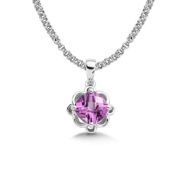 Pink Sapphire Pendant in Sterling Silver