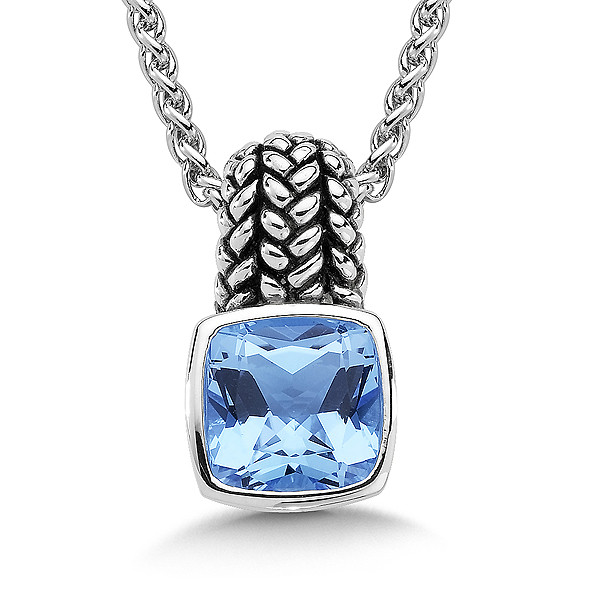 Blue Topaz Pendant in Sterling Silver