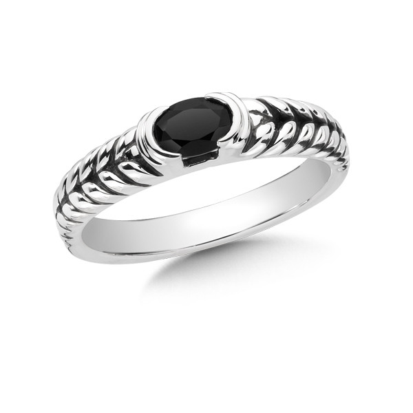 Onyx Ring in Sterling Silver