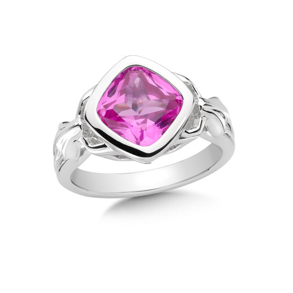 Pink Sapphire Ring in Sterling Silver