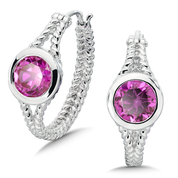 Pink Sapphire Earrings in Sterling Silver