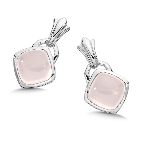 Rose Quartz Earrings in Sterling Silver