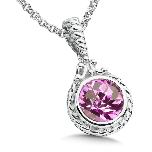 Pink Sapphire Pendant in Sterling Silver