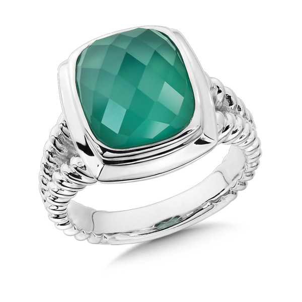 Green Agate Ring in Sterling Silver