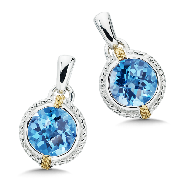 Blue Topaz Earrings in 18k Gold & Sterling Silver