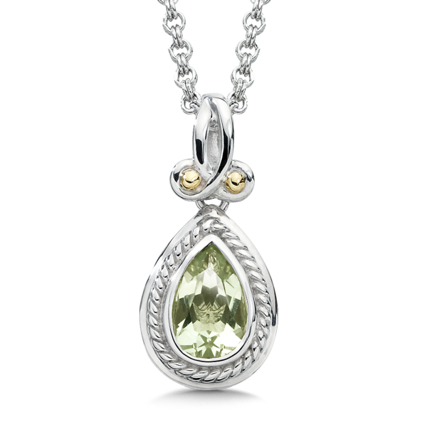 Green Amethyst Pendant in 18k Gold & Sterling Silver