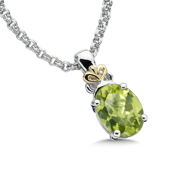 Peridot Pendant in 18k Gold & Sterling Silver