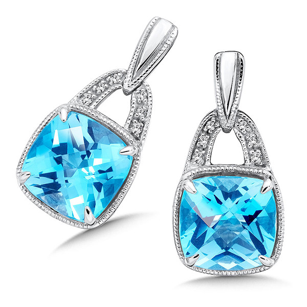 Blue Topaz & Diamond Earrings in Sterling Silver