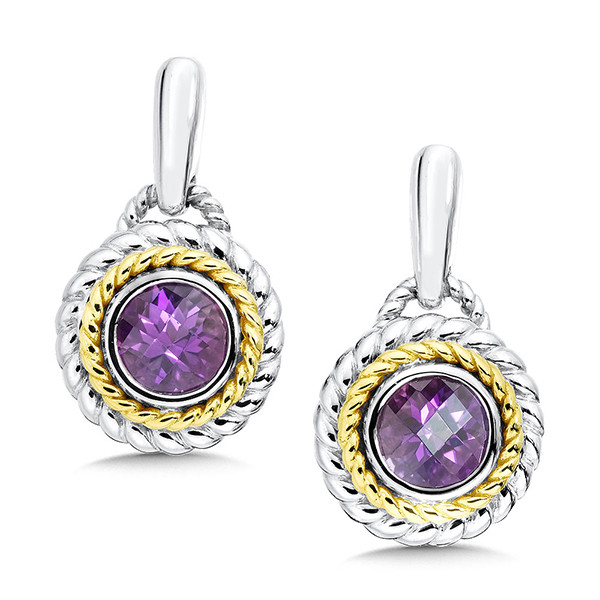 Amethyst Earrings in 18k Gold & Sterling Silver