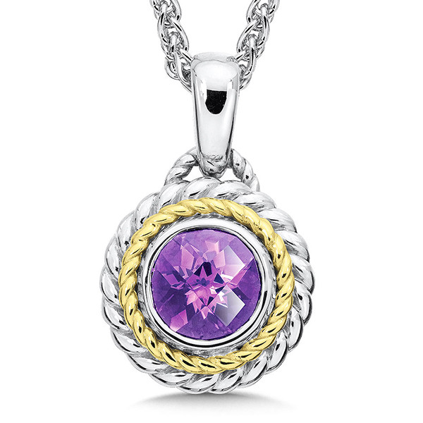  Amethyst Pendant in 18k Gold & Sterling Silver