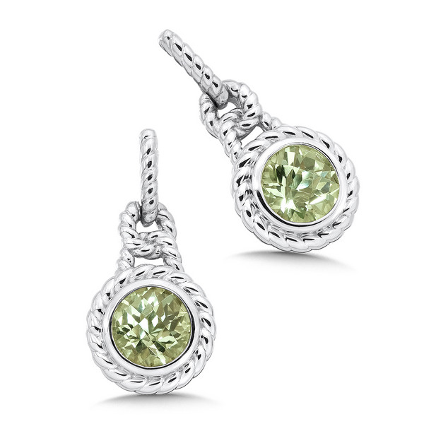 Green Amethyst Earrings in Sterling Silver