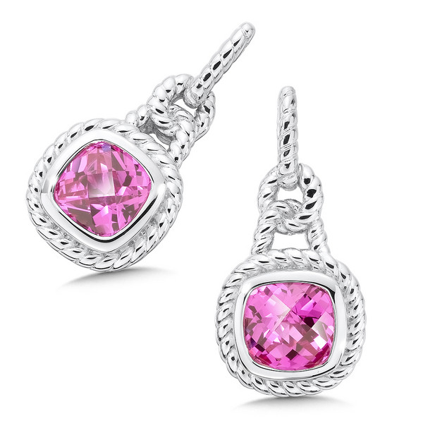 Pink Sapphire Earrings in Sterling Silver