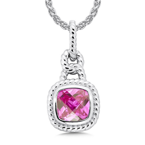 Pink Sapphire Pendant in Sterling Silver