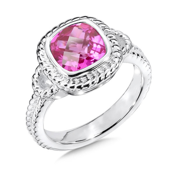 Pink Sapphire Ring in Sterling Silver