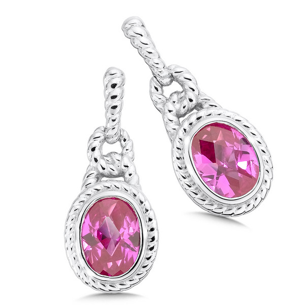 Pink Sapphire Earrings in Sterling Silver