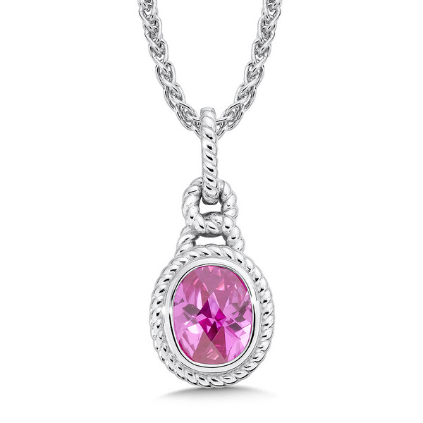 Pink Sapphire Pendant in Silver Sterling