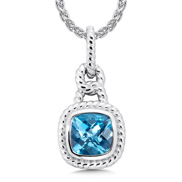 Blue Topaz Pendant in Sterling Silver