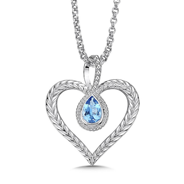 Blue Topaz Pendant in Sterling Silver