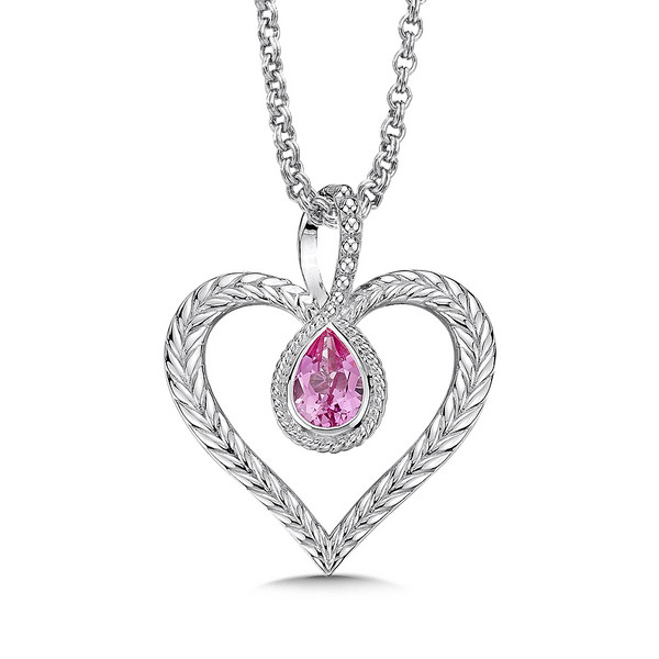 Pink Sapphire Pendant in Sterling Silver