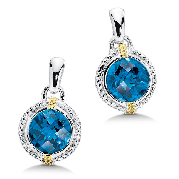 London Blue Topaz Earrings in 18k Gold & Sterling Silver