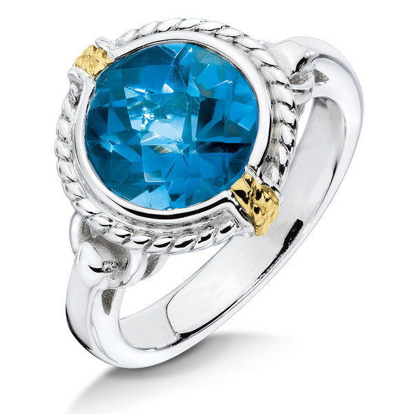 London Blue Topaz Ring in 18k Gold & Sterling Silver