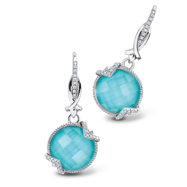 Turquoise & Diamond Earrings in Sterling Silver
