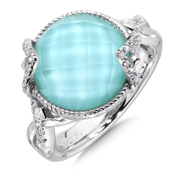 Turquoise & Diamond Ring in Sterling Silver