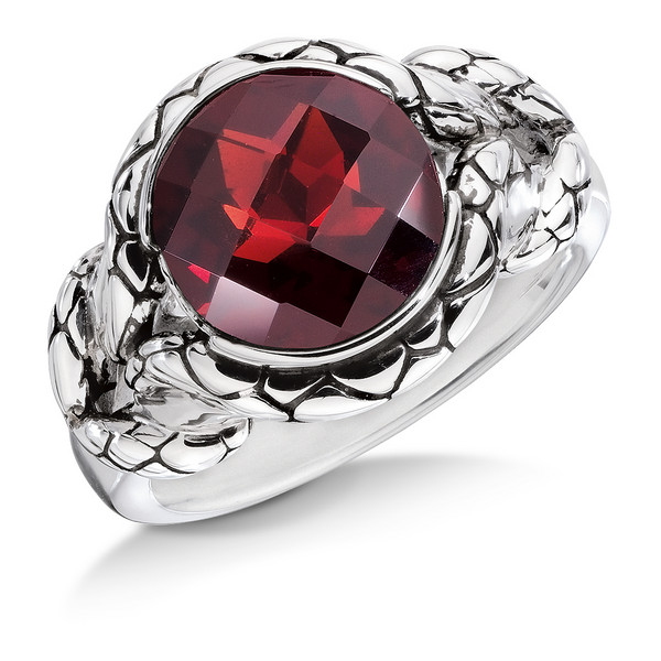 Garnet Serpentine Ring in Sterling Silver