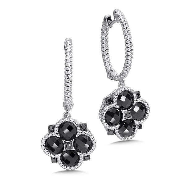 Onyx & Black Diamond Earrings in Sterling Silver